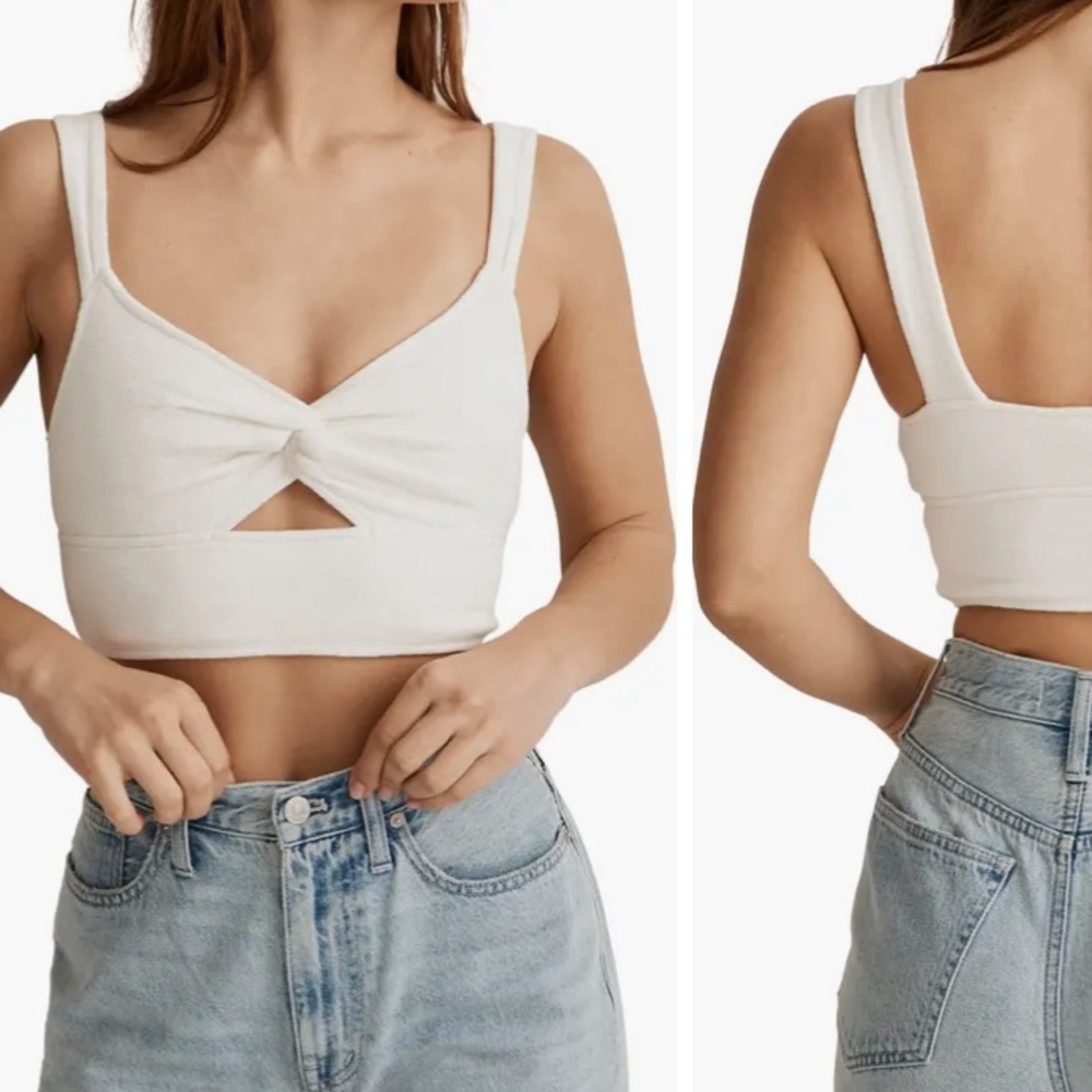 NWOT cream cut out crop top from Madewell- size small